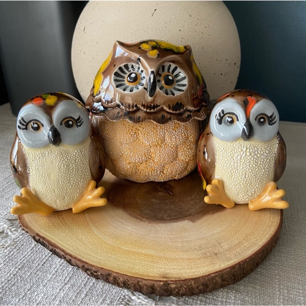 🦉 Owl Sugar Jar and Salt and Pepper Shakers
